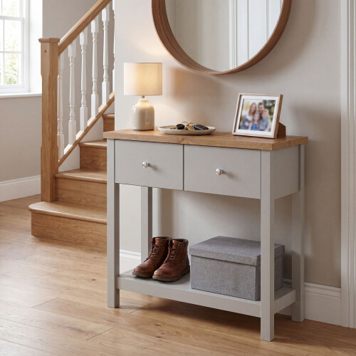Vida Designs (Grey & Oak) Arlington 2 Drawer Console Table Hallway Storage 2