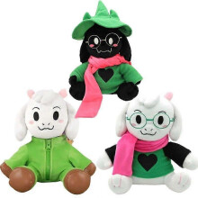 (B) Deltarune Ralsei Plush With No Hat green Fur Glasses & Scarf Fashion Plush Toy B