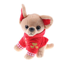 (Red) Xmas Plush Baby Toy Soft Chihuahua Toys Birthday Present Stuffed Dog for Doll