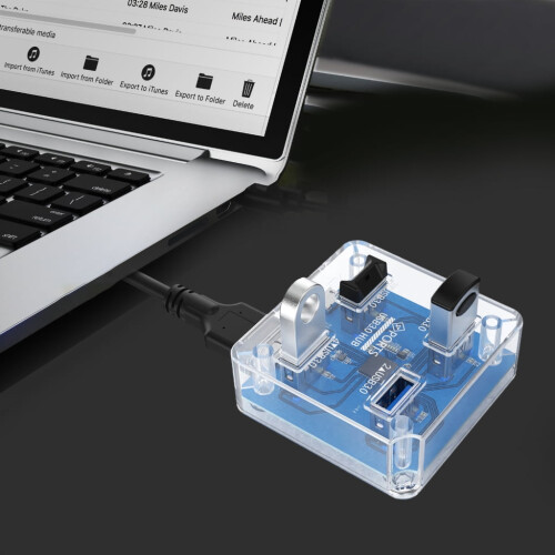 4 Port USB HUB USB3.0 Transparent Power Charger 5Gbps USB Splitter Extender 2