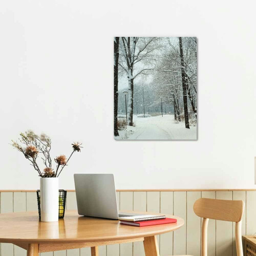 Fiber Optic Snow Covered Tree Scene Canvas Wall Art 1