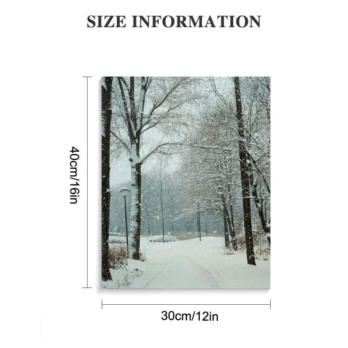 Fiber Optic Snow Covered Tree Scene Canvas Wall Art 2