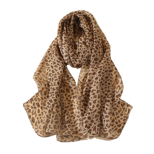 Lightweight Leopard Print Chiffon Scarf for Women in Spring