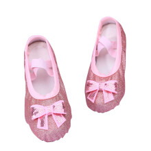 FFENYAN Girls' Satin Ballet Shoes with Bow and Sequins Soft Sole Yoga Shoes Dancing Shoes for 2-14 Years - Ideal for Ballet Jazz Yoga and Gymnastics