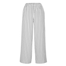 Retro Cotton Linen Striped Wide-Legged Pants Women Thin Drape Casual Straight Pants Summer Drawstring Elastic High Waist Pant Pockets Cropped Trouser