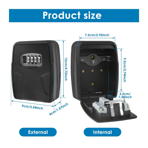 Key Lock Box Wall Mounted Key Safe 4-Digit Password Key Secure Storage Lock Manager Multipurpose,Multiple Options Available 1