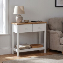 (White & Oak) Arlington 2 Drawer Console Table Hallway Storage