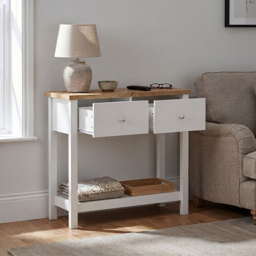 Vida Designs (White & Oak) Arlington 2 Drawer Console Table Hallway Storage 2