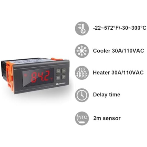 KT8230 Digital Temperature Controller 120VAC 30A -22~572F 1
