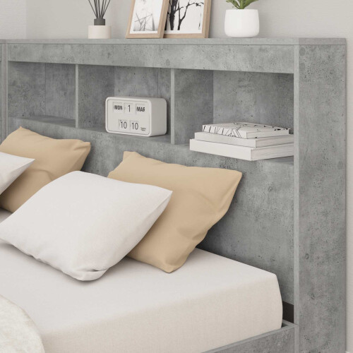 VidaXL vidaXL Storage Headboard Concrete Grey 140 cm Engineered Wood 1