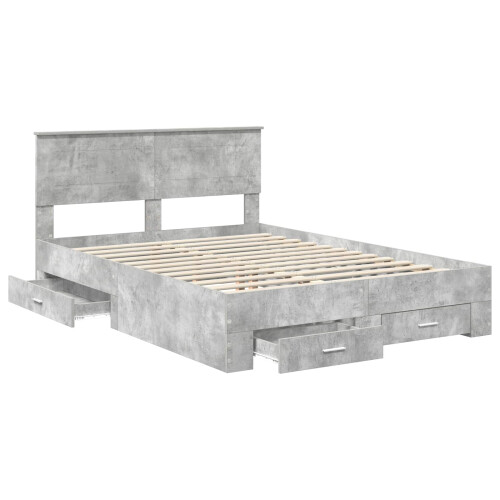 VidaXL vidaXL Bed Frame Concrete Grey 140 x 190 cm Engineered Wood 1