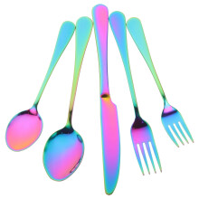 Ergonomisch gestaltete Regenbogenlöffel, gut ausbalanciertes, hochglanzpoliertes Edelstahlbesteck, luxuriöses Löffelset mit korrosionsbeständiger