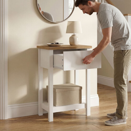 Vida Designs (White & Oak) Arlington 1 Drawer Console Table Hallway Storage 2