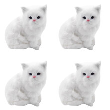 4X Realistic Cute Simulation Stuffed Plush White Persian Cats Toys Cat Dolls Table Decor Kids Boys Girls