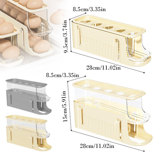 Rolling Egg Holder for Fridge, Egg Dispenser for Refrigerator, Automatic Rolling Storage Container for Countertop, Kitchen & Outdoor Use 1 Pack 2