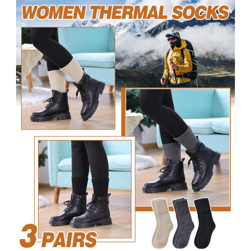Women's Merino Wool Boot Socks Thermal Thick Winter Warm 1