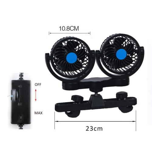 12V Car Headrest Fan with Variable Speed and 360 Rotation 2