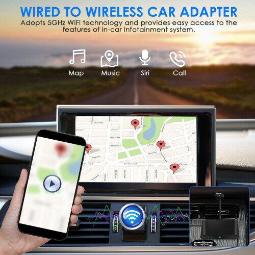 iOSPhone Wireless Car Adapter 5GHz WiFi Type-C for Ford 2
