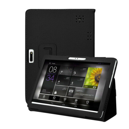 Capa para tablet de 10,1 polegadas com fecho de velcro, capa universal de couro com suporte e função flip-top, permitindo visualização em