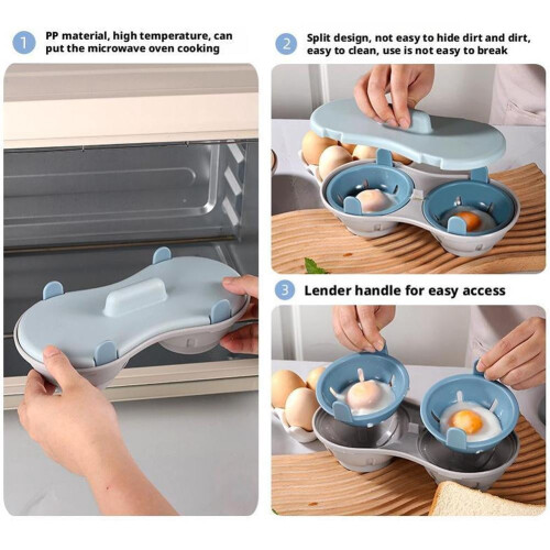 Microwave Egg Poacher Cooker: Double - Layer Draining, Non - Stick, PP Material for Kitchen Use 2
