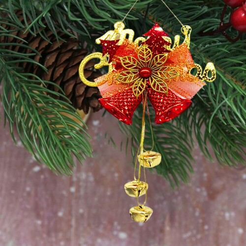 Christmas Bell Pendant Red Plastic 1 Piece 1