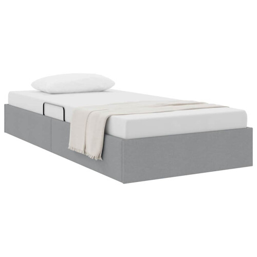 VidaXL vidaXL Storage Bed with Headboard Light Grey 90 x 190 cm Fabric 1