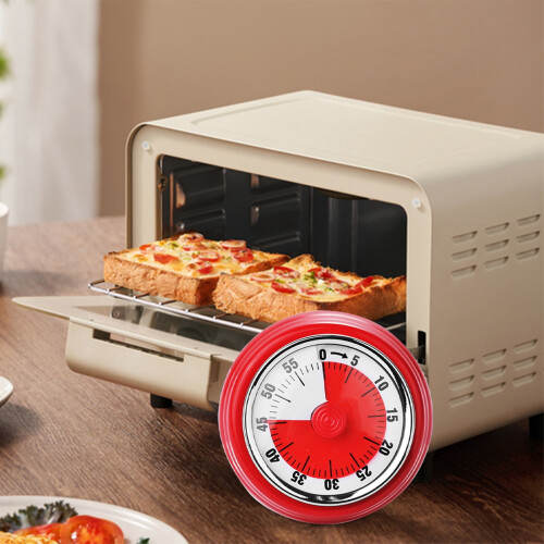 Red Mechanical Kitchen Timer with Magnet Stainless Steel 1 2