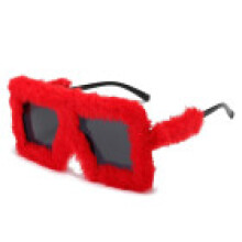 (BlackFrameRedPlush)Cat Eye Sunglasses With Full Frame Pc Material And Uv400 For Womens Casual Looks