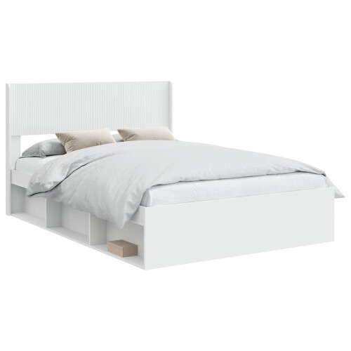 VidaXL vidaXL Bed Frame with Storage and Headboard White 120 x 190 cm 1