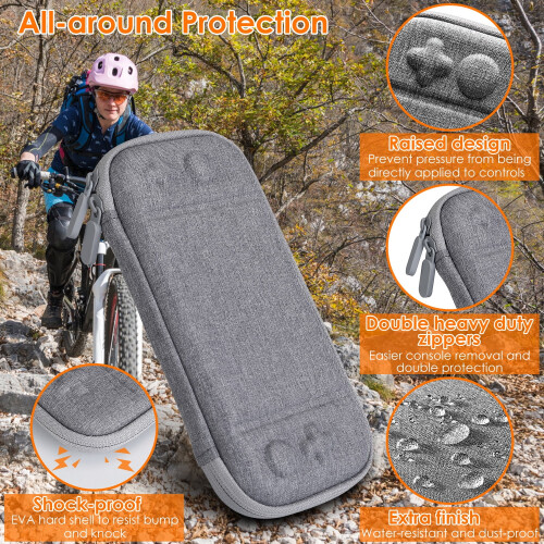 EVA Hard Shell Carrying Case Compatible with Nintendo Switch – 10 Game Slots, Screen Protector, Grey 2