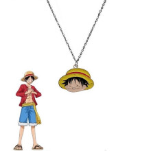 One Piece Anime Character Luffy Cute Necklace Creative Kawaii Personality Boys and Girls Pendant Clavicle Chain Jewelry Gifts