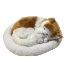 Breathing Cat Stuffed Animal Toy - Realistic Sleeping Cat Plush with Mat for Children and Home Decoration