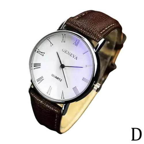 Men's Watch White Dial Brown Strap 1