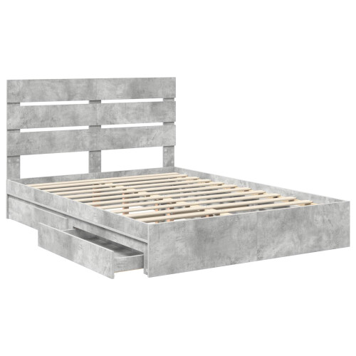 VidaXL vidaXL Storage Bed Concrete Grey 150 x 200 cm Engineered Wood 2
