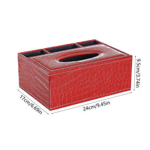 Leather Remote Control Organizer Box with Tissue Holder Compartment – Multi-Functional Storage, Space-Saving Modern Decor (24x17x9.5 cm) 2