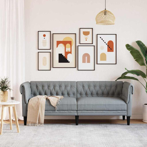 VidaXL vidaXL Sofa Light Grey 201.5 x 74.5 x 74.5 cm Polyester 2