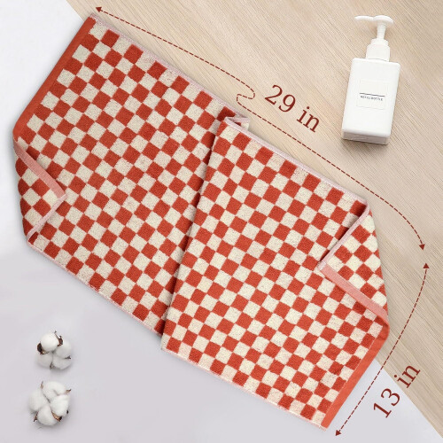 Cotton Hand Towels Checkered Design 4-Pack 13x29 inch 2