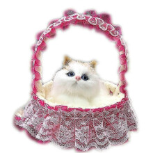 (color4) Cat In Basket Doll Toy, With Meows Sounds Decor