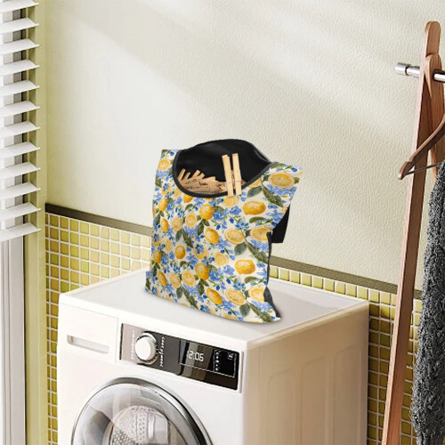 Lemon Clothes Pins with Floral Storage Bag 2 Pcs 1