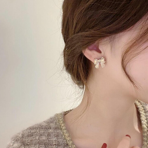 Pearl Drop Earrings with Bow Design for Women 1