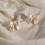 Pearl Drop Earrings with Bow Design for Women 3