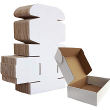 HORLIMER 25 Pack White Shipping Boxes, 17.8x12.7x5cm(7x5x2 inches) Corrugated Ca