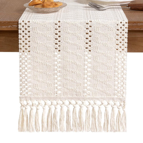 Burlap Table Runner 72" – Boho Rustic Jute Macrame for Dining, Kitchen, Farmhouse & Bridal Shower Decor 1