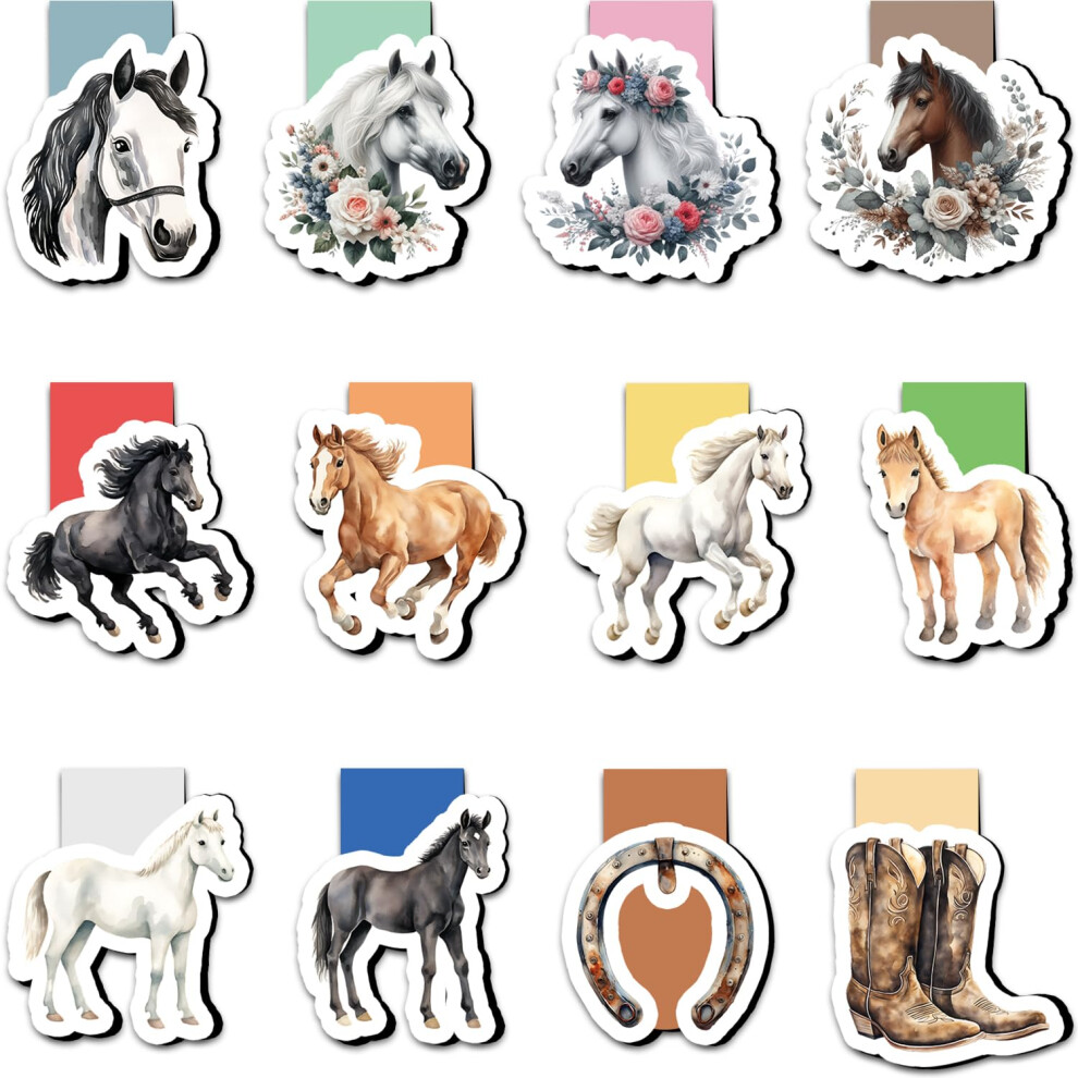 Photos - Other Office Equipment 12 Pack Magnetic Bookmark, Tixlux Horse Style Book Marker Clip Sets for Kid, Tea