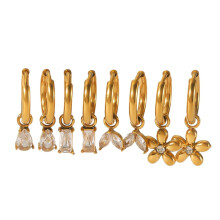 18K Karat Gold Plated Earrings for Women Stainless Steel Zircon Drop Earrings Jewelry for Her Birthday Gift