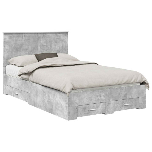 VidaXL vidaXL Bed Frame Concrete Grey 120 x 190 cm Engineered Wood 1