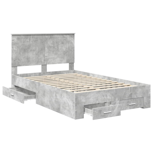 VidaXL vidaXL Bed Frame Concrete Grey 120 x 190 cm Engineered Wood 2