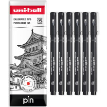uni-ball PIN Fineliners | Black Fine Tipped Writing Pens | Water & Fade Resistan