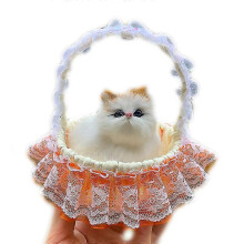 (color1) Cat In Basket Doll Toy, With Meows Sounds Decor
