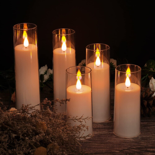 LED Pillar Candles Pure White Flameless Battery Operated 1